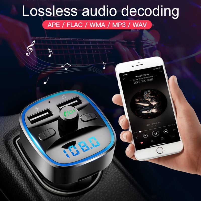 Yuanmheng T25 Dual USB Ports Smart Car Bluetooth-compatible 5.0 MP3 Music Player Hands-free Call_autovado.com