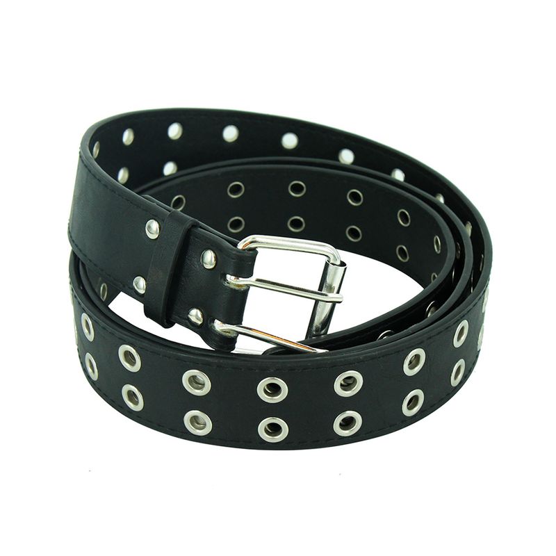 HOT Fashion Women Punk Chain Belt Adjustable Black DoubleSingle Eyelet Grommet Metal Buckle Leather Men Waistband For Jeans_autovado.com