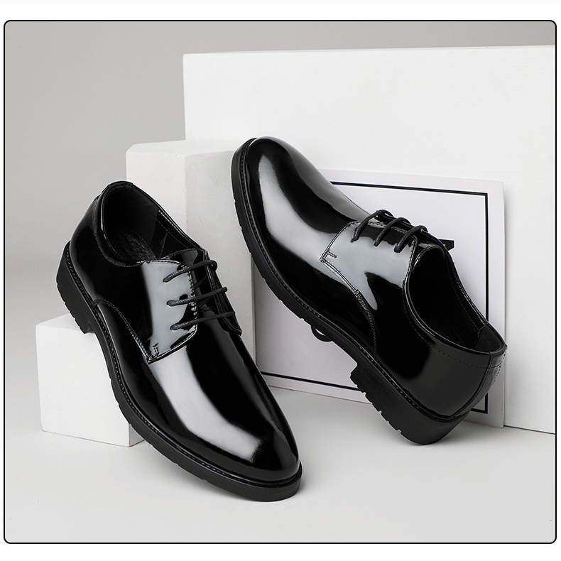 New dress leather shoes bright leather patent leather men business British style pointy wedding party performance leather men's shoes_autovado.com