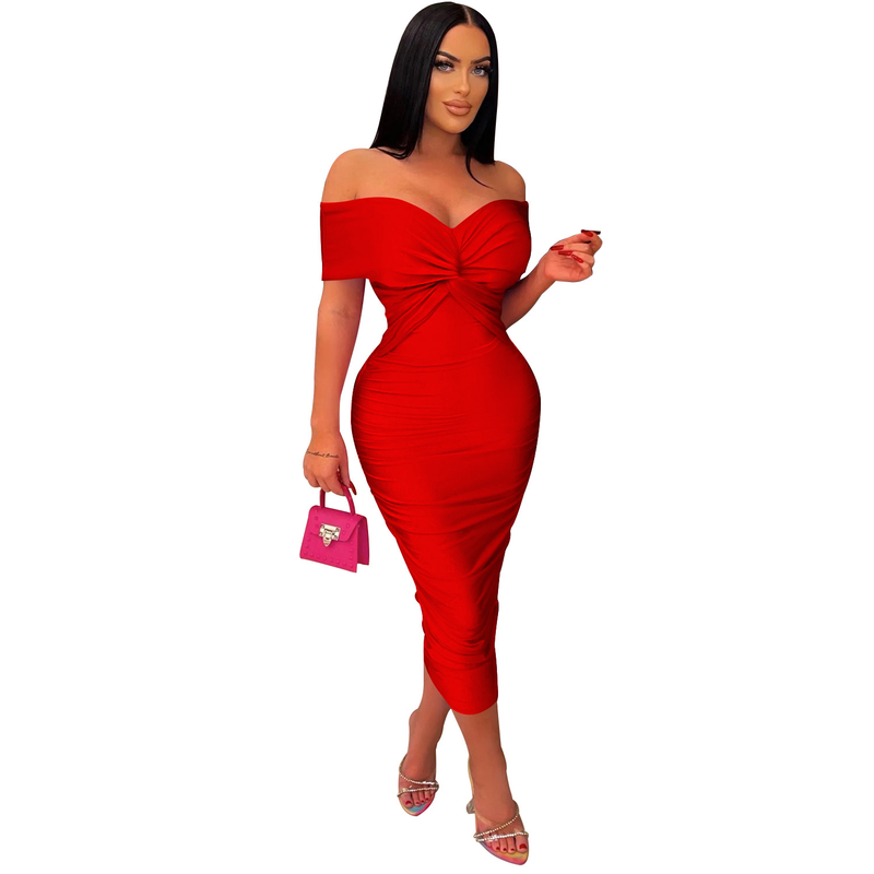 Women's solid color pleated sleeveless long skirt tube top dress_autovado.com