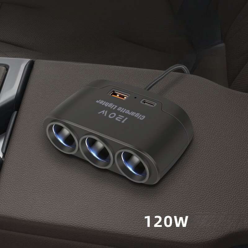 Multi Functional Charger, Car Cigarette Lighter, One To Three With USB+PD Fast Charging Interface, 12V24V Universal_autovado.com