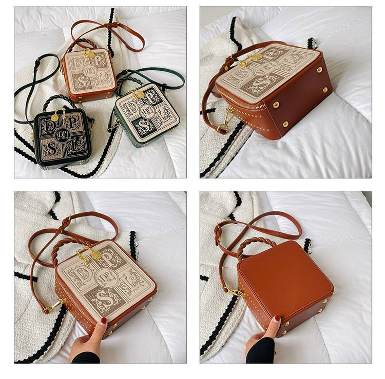 Niche Design Embroidered Vintage Style Letter Handbag Shoulder Crossbody Women's Bag_autovado.com