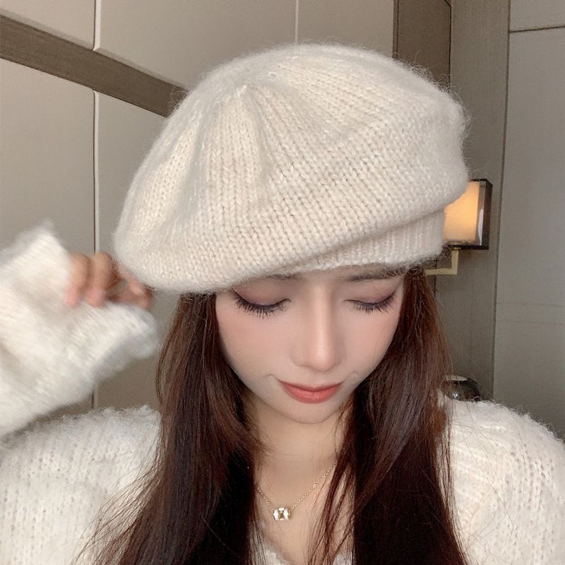 Hot Sale Solid Color Women Hat Vintage Woolen Knitted Warm Beret Girl Ladies Autumn Winter Artist Painter Cap_autovado.com