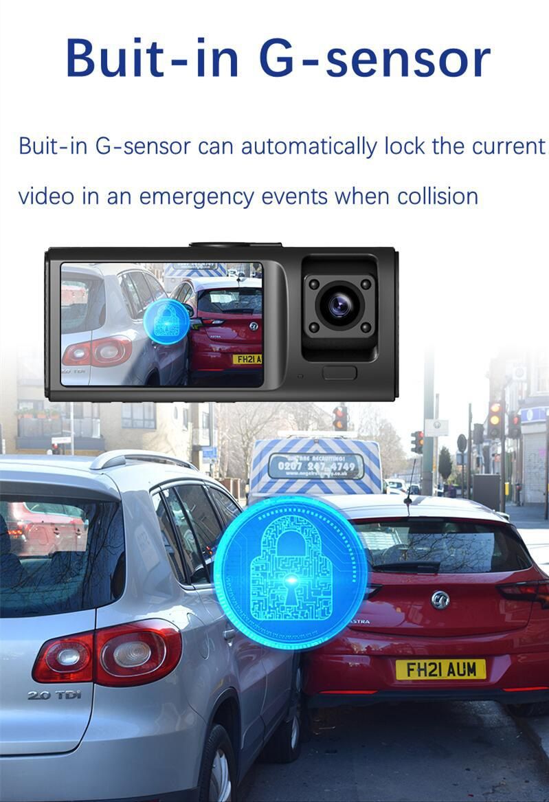 new V20 three-record driving recorder 1080p night vision three-lens WIFI recorder reversing visual_autovado.com