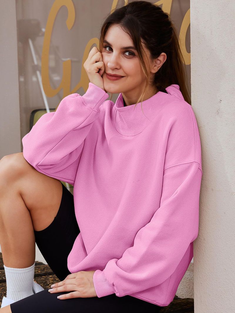 Women's sweatshirt long sleeve turtleneck pullover sweatshirt casual sweatshirt fleece top_autovado.com