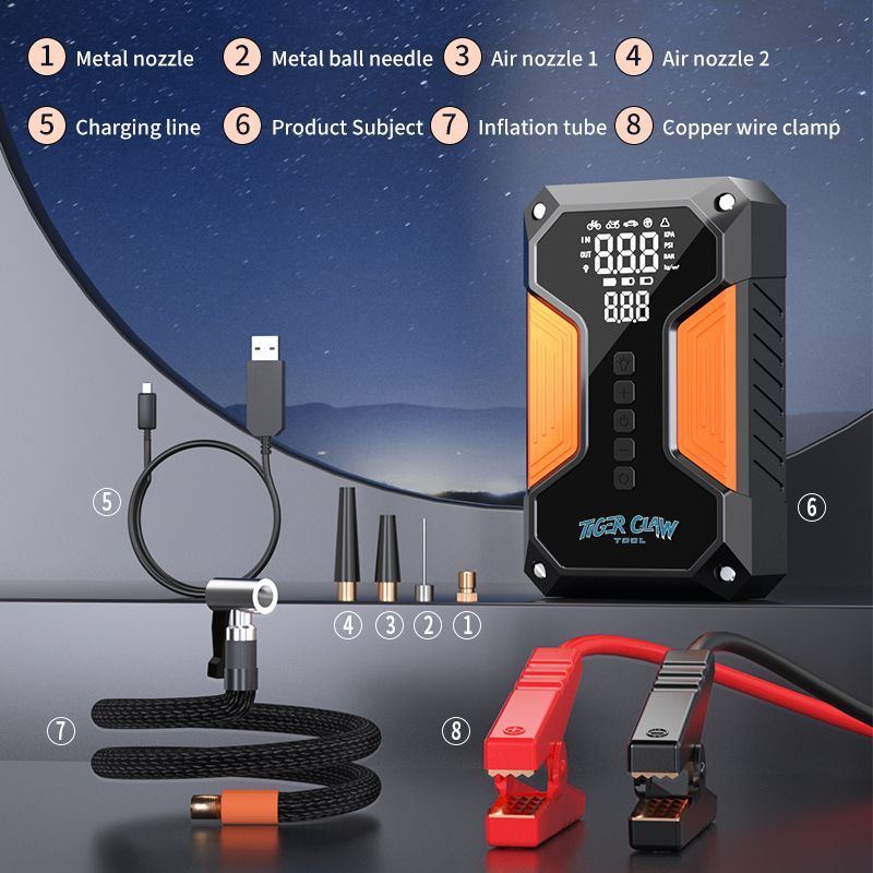 4 In 1 Tiger Claw Tool Jump Starter Air Pump Car Jumper Train Power Bank_autovado.com