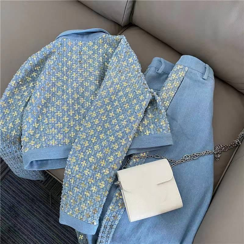 Women's Clothing Design Short Lady Jacket Retro Slim Pants Two piece Suit_autovado.com