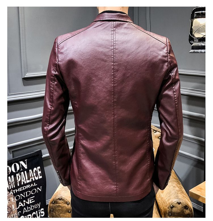 Men's Clothing Leather Suit Autumn New Casual Jacket Style Slim Lapel Leather Suit Leather Jacket Men's_autovado.com