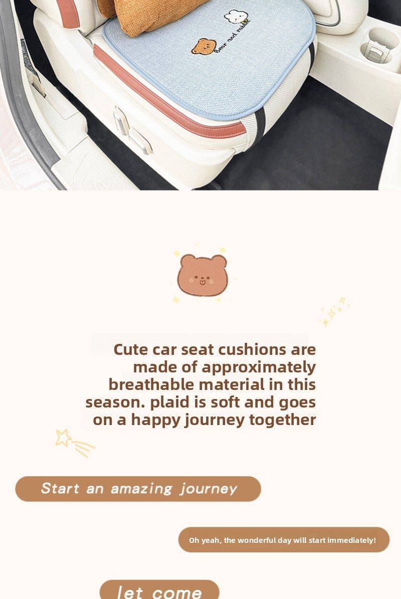 Car Cover, Cushion 2025 New Cute Little Bear Linen Car Interior Five Piece Set, All Season Universal Seat Cove_autovado.com
