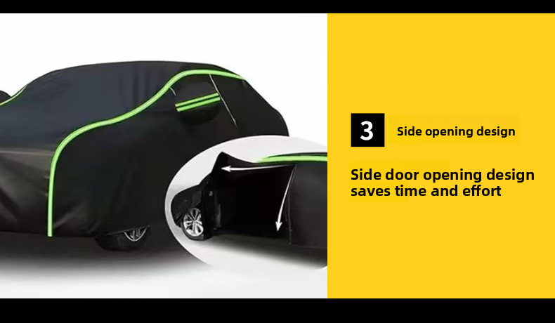 Full Coverage Oxford Cloth Reflective Strips Rainproof Heat Insulation Black Aluminum Film Dustproof Car Sunshade Cover_autovado.com