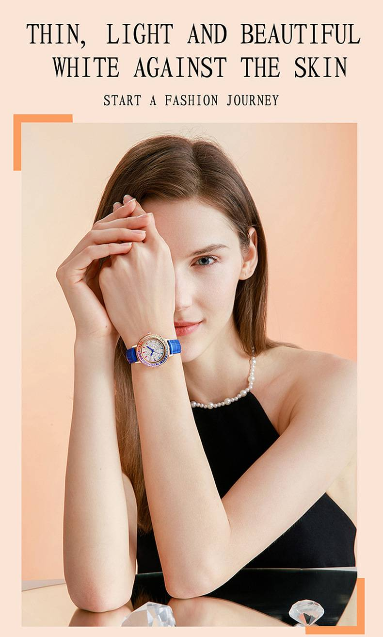 Ladies high-end crystal jewelry with diamond inlaid quartz watch, light luxury dress jewelry watch_autovado.com