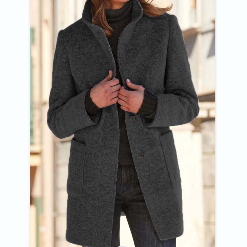 Women's vintage button-up woolen coat_autovado.com