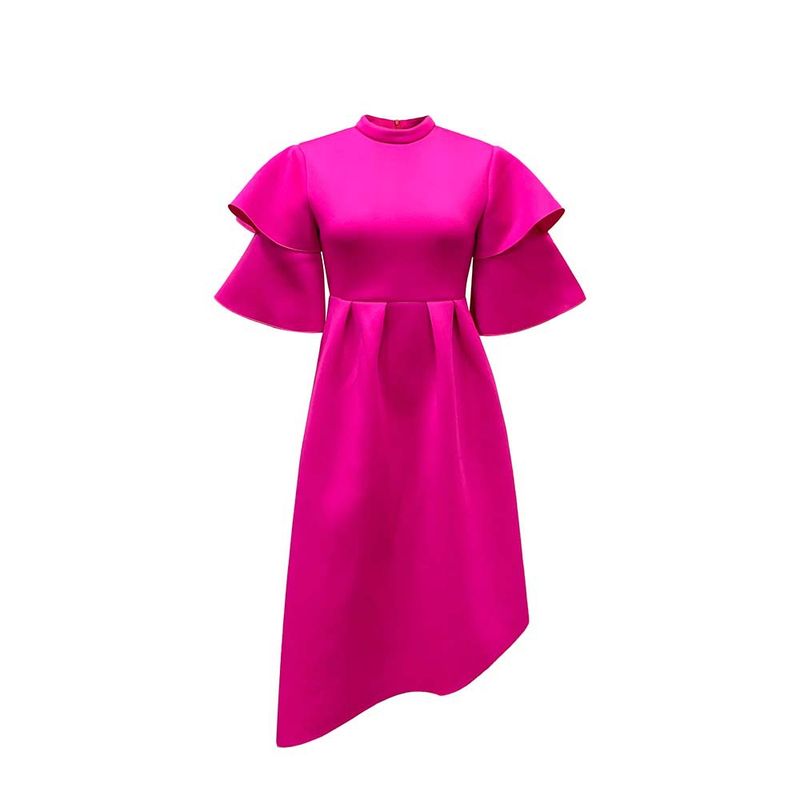 Women's Clothing women's new style double half turtleneck solid color large swing evening dress large size dress_autovado.com
