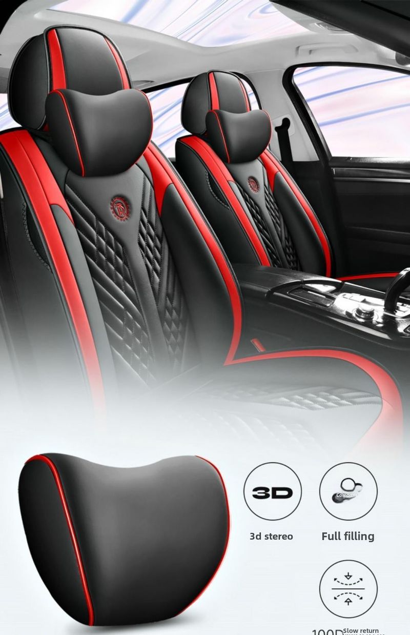 Fashion Sports Car Cushion Four Seasons Universal Full Surrounding High-end Leather Seat Cover Black and White Cushion Light Luxury Seat Cover_autovado.com
