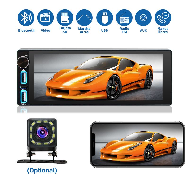 car single spindle universal machine 6.86 inches with knob MP5 car Bluetooth integrated machine reversing image_autovado.com