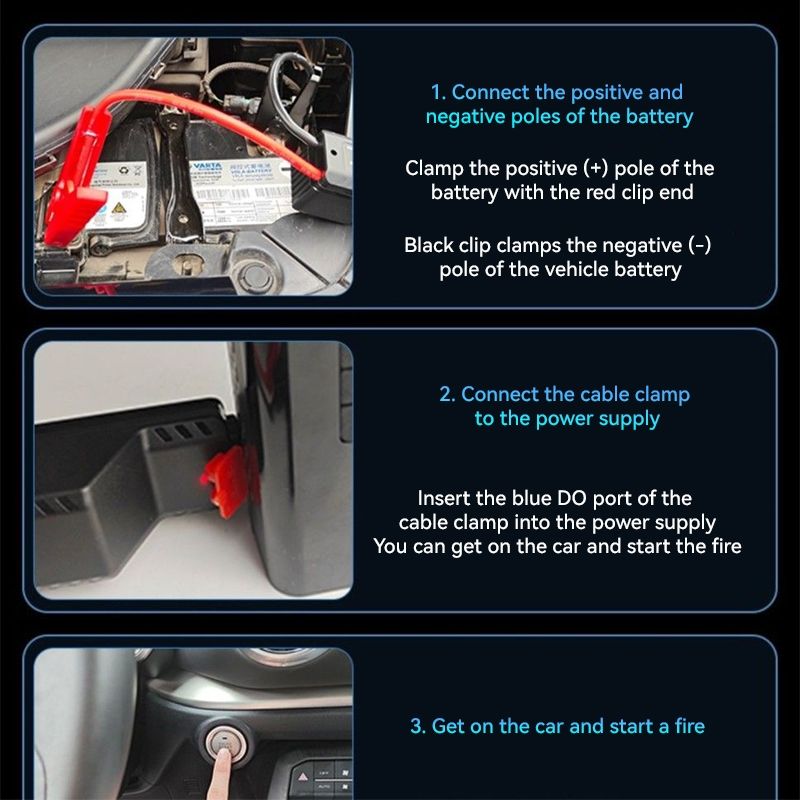 DOSEN Jump Starter Powerbank Jumper With Tire Pump With Air Compressor 12V Emergency Jumper Starter Car PowerBank_autovado.com
