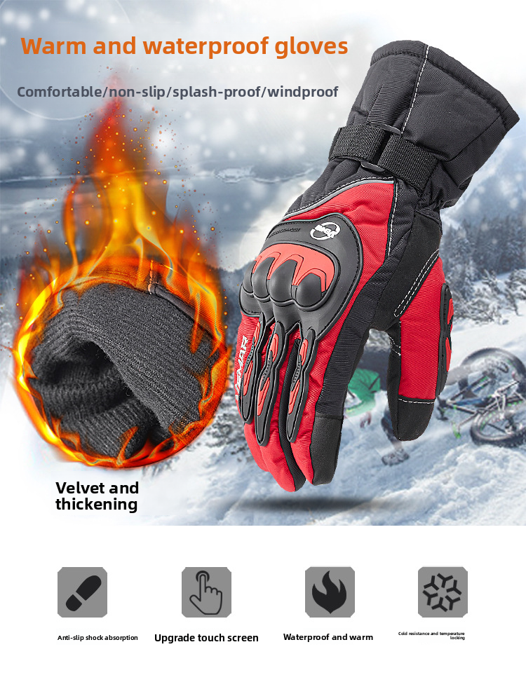 Winter Motorcycle Waterproof Men, Touchscreen Riding Gloves, Electric Vehicle Cold-Proof Thermal Windproof Gloves For_autovado.com