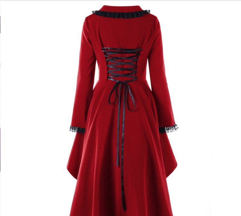 Women's Clothing Autumn new retro mid length windbreaker for women Gothic style jacket large size women's clothing_autovado.com