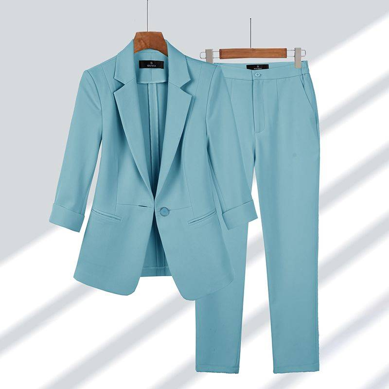 Spring Summer New Elegant Su Jacket Matching Set Women's Korean Chic Blazers Coat Pants 2 Piece Female Professional_autovado.com