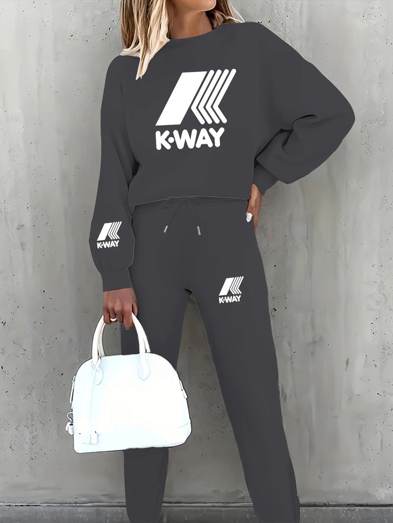 Women's Fashion Street Printed Sweatshirt Set_autovado.com
