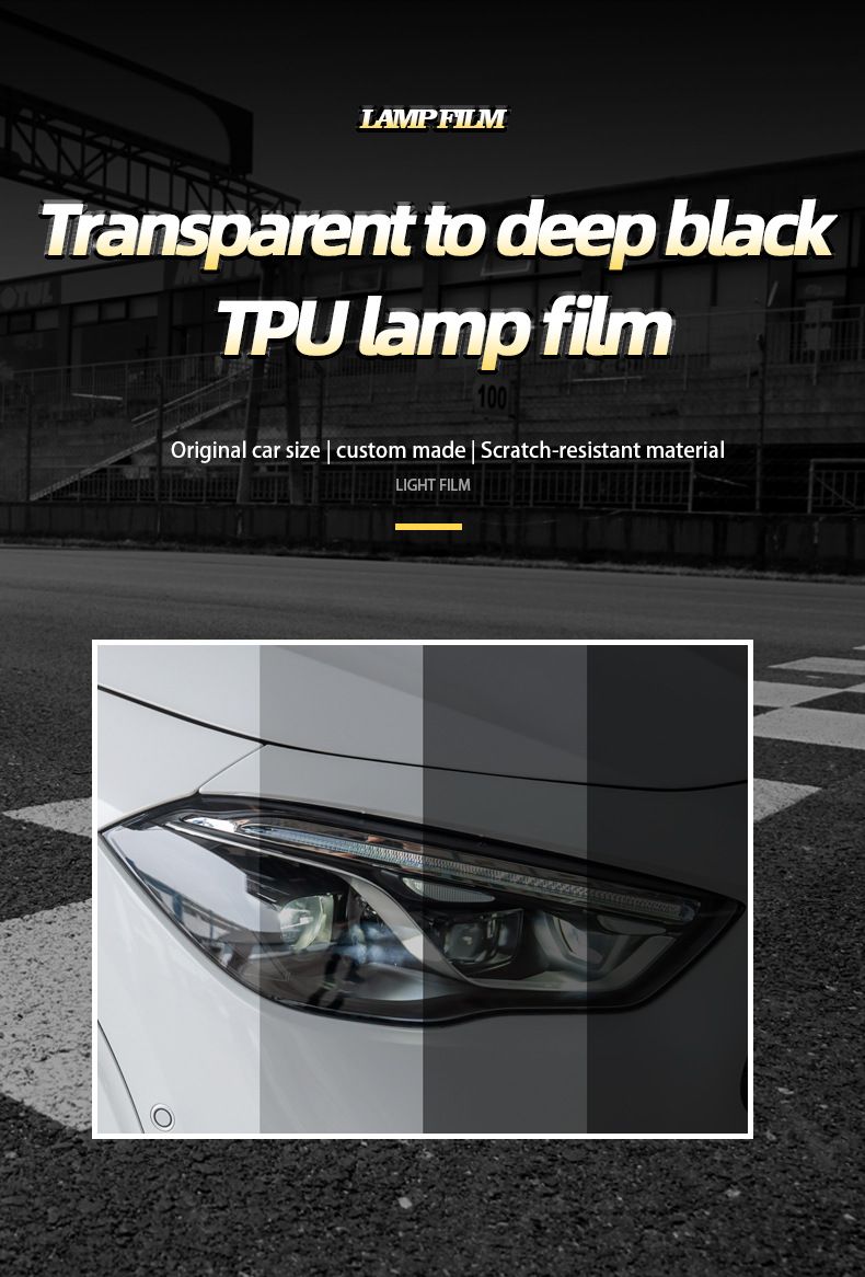 0.3*15M TPU Self-healing Anti-scratch Gray Headlight Black Taillight Dark Transparent Light Film Protection_autovado.com