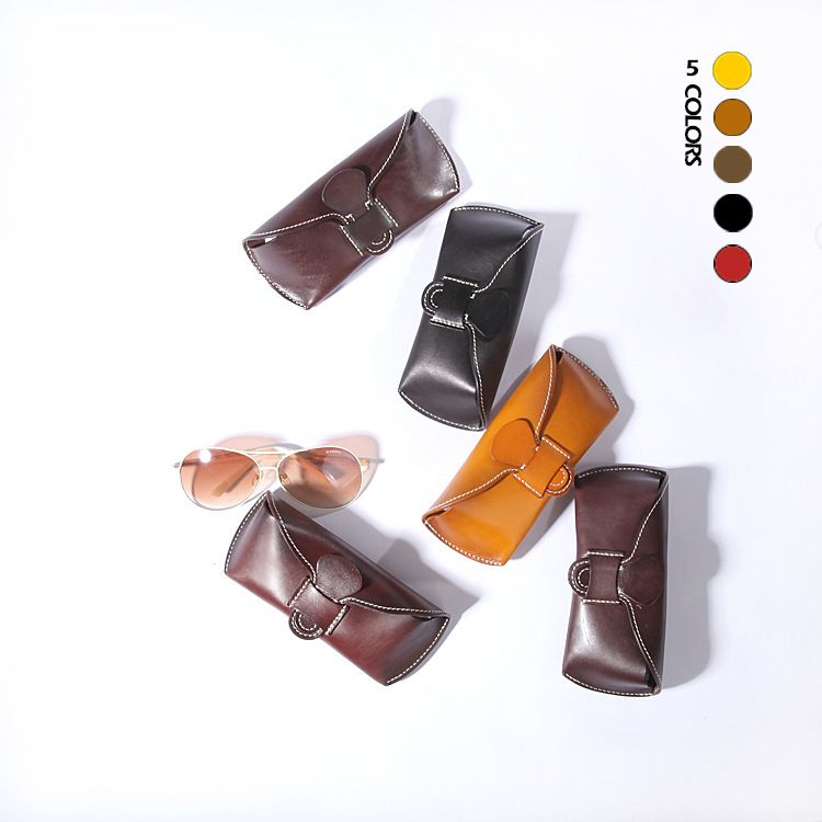 Unisex Cowhide handmade glasses case Vintage glasses with tanned tree paste glasses case_autovado.com