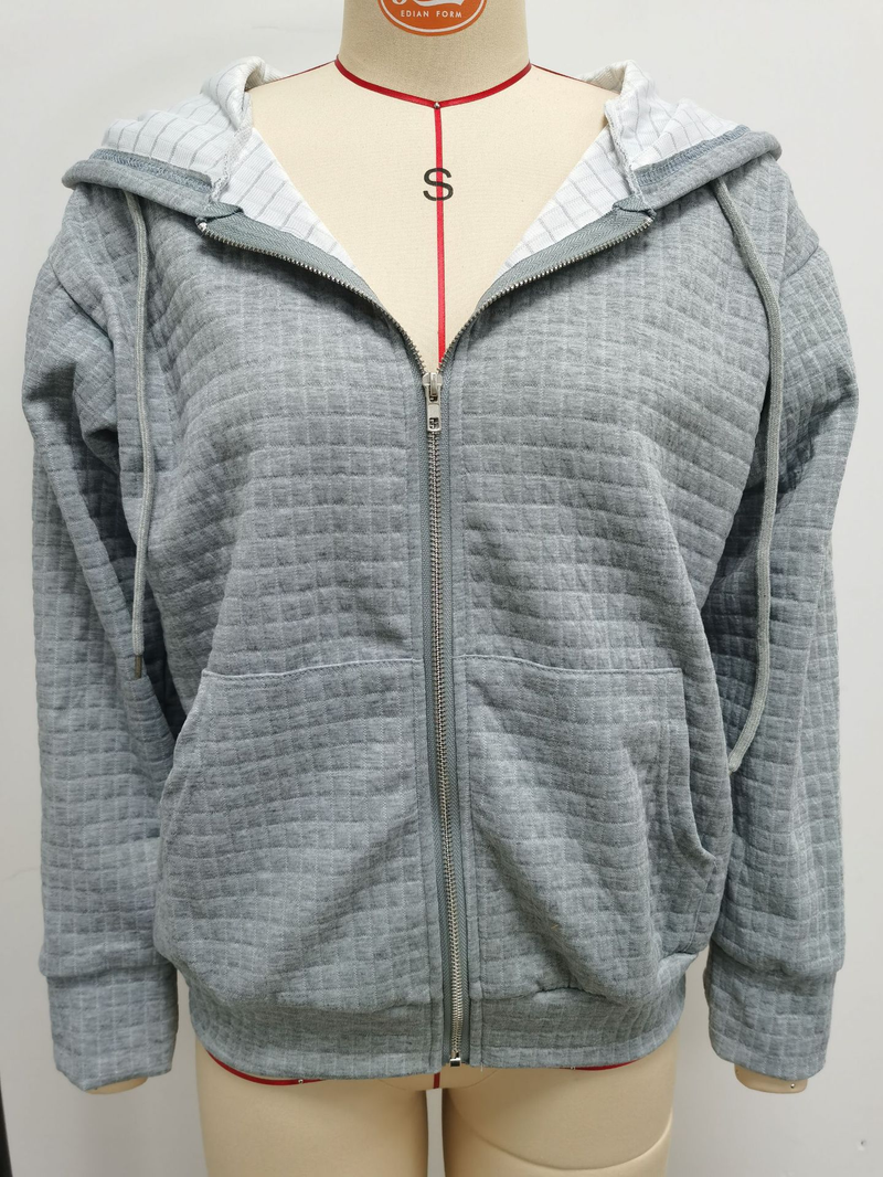 Women's Clothing zipper hooded cardigan long sleeved sweater jacket_autovado.com
