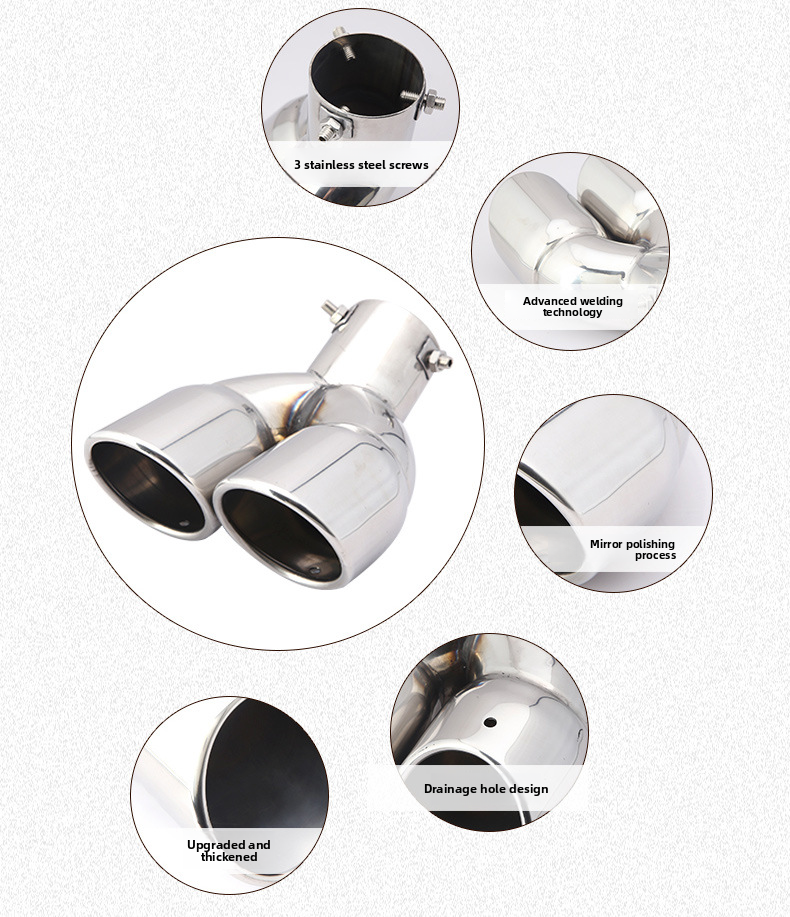 Cross-Border Hot-Selling Tail Thickened Stainless Steel Universal Model Blue Coated Slanted Double Row Car Exhaust Pipe_autovado.com