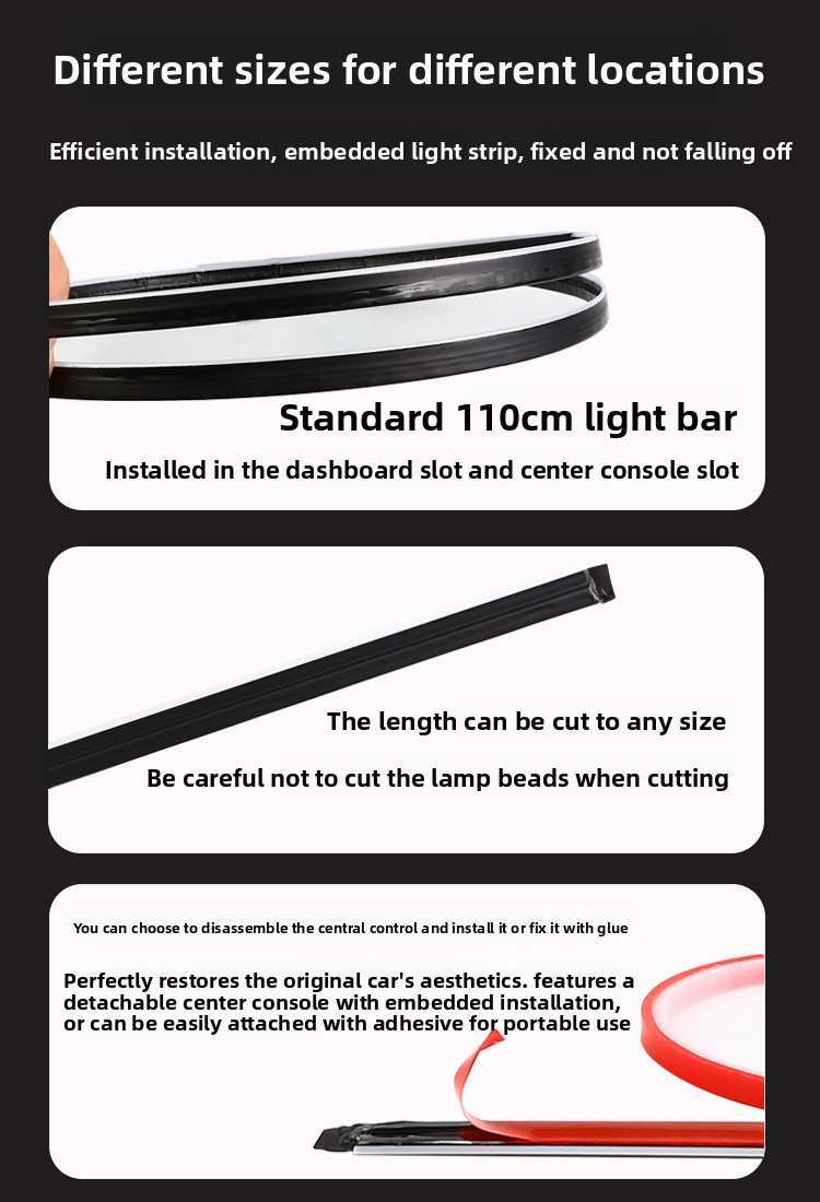 Car Central Control LED Acrylic Interior Colorful Flowing Ambient Decorative USB Light_autovado.com