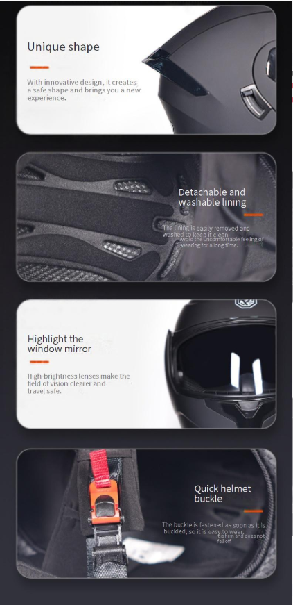 Motorcycle Accessories & Parts flip up helmet double lens helmet men and women Bluetooth full helmet half helmet four seasons tail wing large size_autovado.com