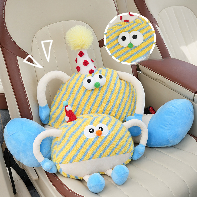 Cute Lumbar Support Cartoon Creative Monster Comfortable Car Headrest Neck Pillow Interior Accessories For Women_autovado.com