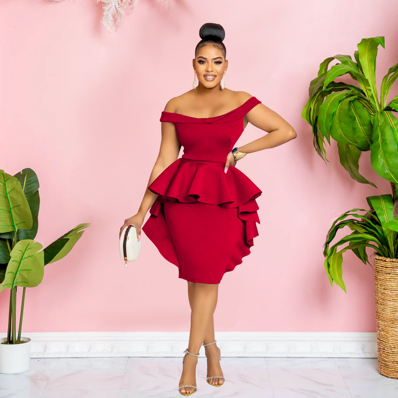 Women's solid color sleeveless ruffle skirt dress for women_autovado.com