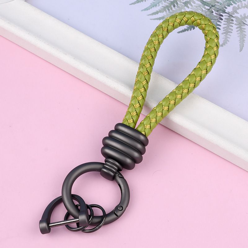 Braided Leather Rope Car Keychain Business Horseshoe Buckle Key Accessories Creative Bag Keychain Metal Pendant_autovado.com
