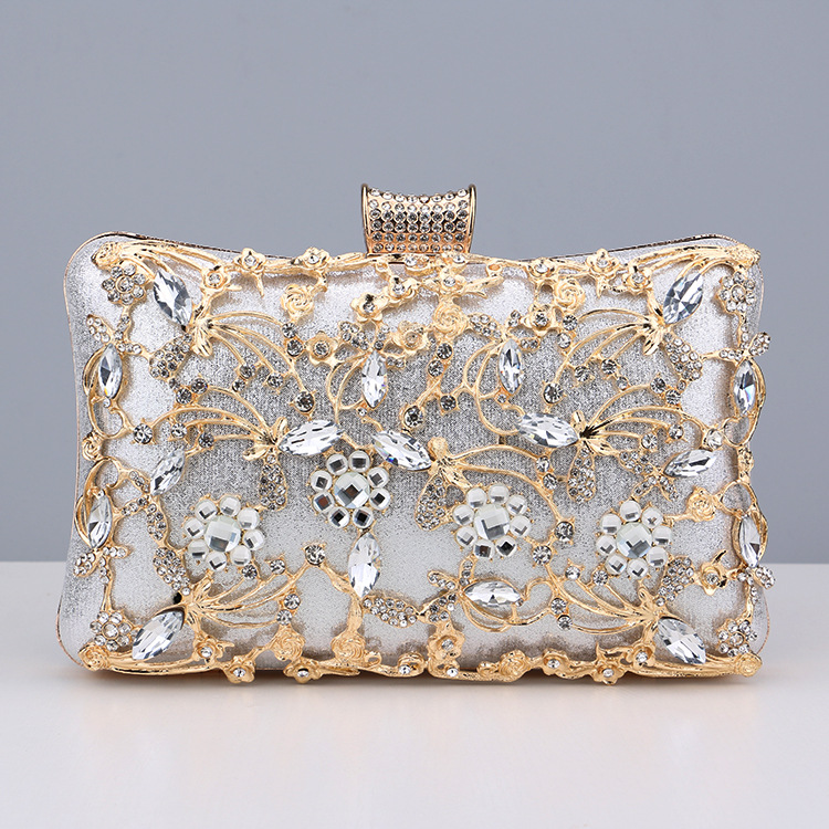 Popular diamond-encrusted dinner bag, European and American women's retro banquet bag, hand-held versatile dress evening bag_autovado.com