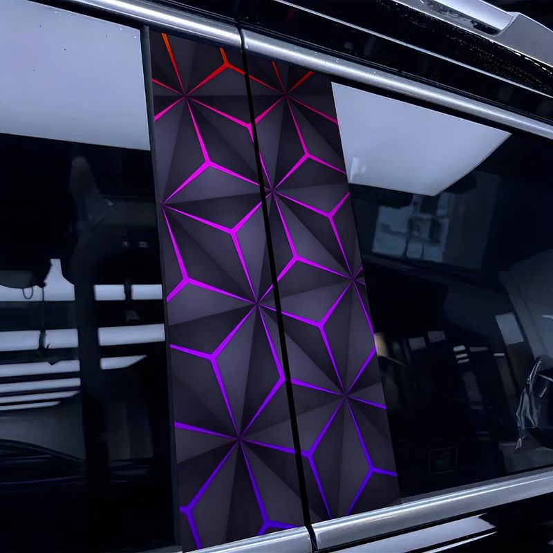 Geometric Square Car Center Column Window Trim Anti-Scratch Personalized Creative Decorative Sticker Protective Film_autovado.com