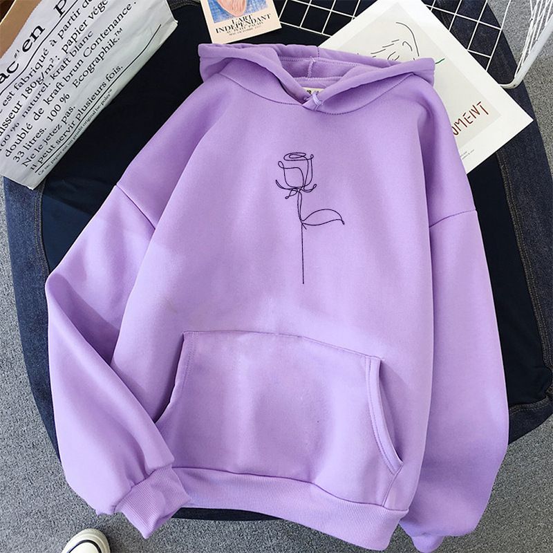 Women's Clothing autumn and winter new style hooded sweatshirt for women plus velvet student loose casual couple long sleeved tops for women_autovado.com