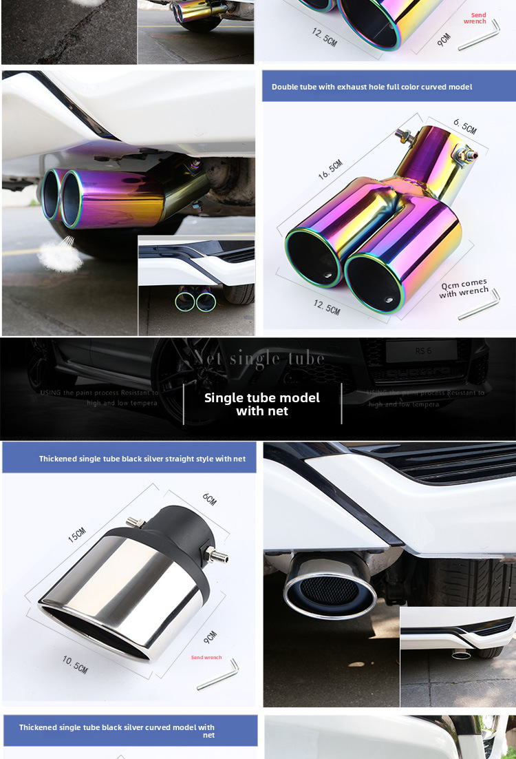 Stainless Steel Muffler Gas Cover Decoration Single Car Exhaust Pipe Universal Tail Throat_autovado.com