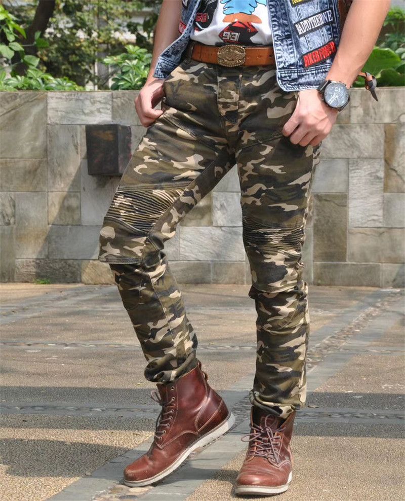 Men's Camo Stretch Jeans - Motorcycle Riding Pants With Breathable Fabric, Comfort Fit For Casual & Outdoor Activities (S-XXXL)_autovado.com