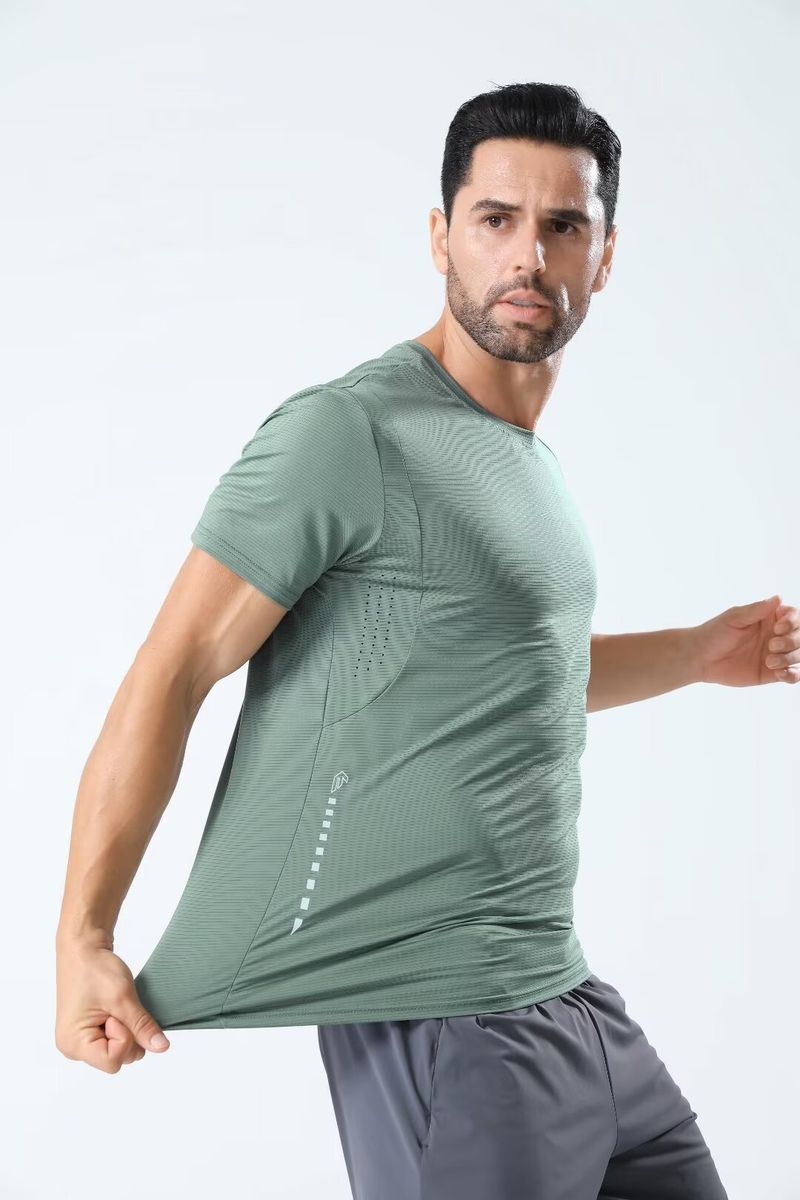 Men's Clothing Sports T-Shirt Quick-Drying Short-Sleeved Running Fitness Training Clothes Elastic Breathable Ice-Feel Cycling Clothes_autovado.com