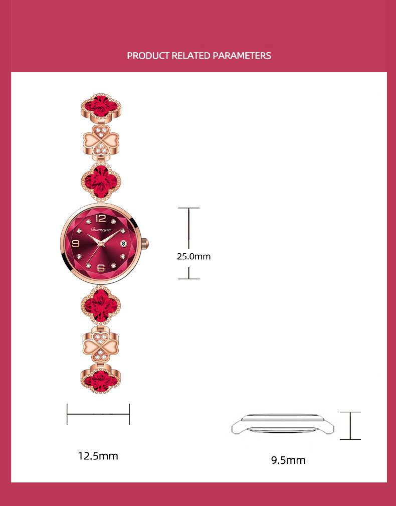 Women's Watch Four-leaf Clover Charm Quartz Bracelet Watch Luxury Rhinestone Analog Stainless Steel Waterproof Wrist Watch _autovado.com