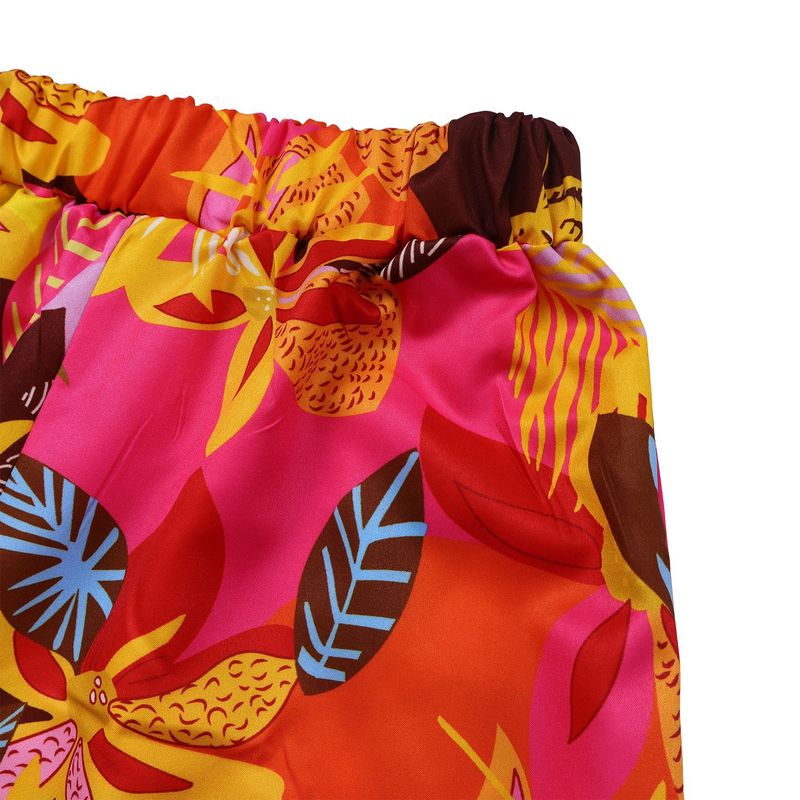 Women's Fashion Print Two-piece Suit Lapel Tie Shirt Wide Leg Pants Suit_autovado.com