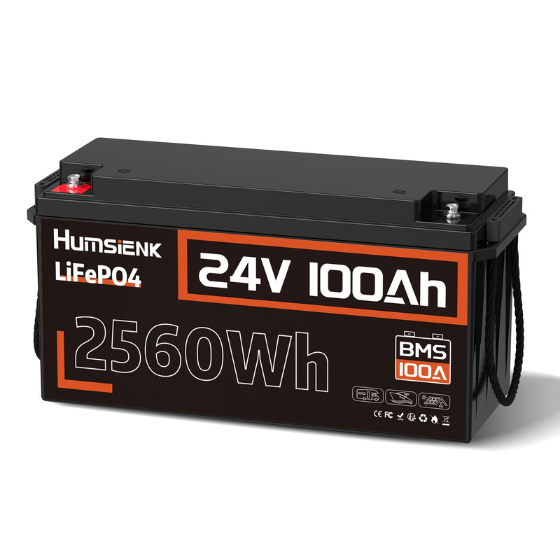 HumsiENK 24V 100Ah LiFePO4 Lithium Battery For Boat Trolling, 100A BMS Battery Pack,low Temperature Protection,solar Cells,energy Storage Power Supply_autovado.com