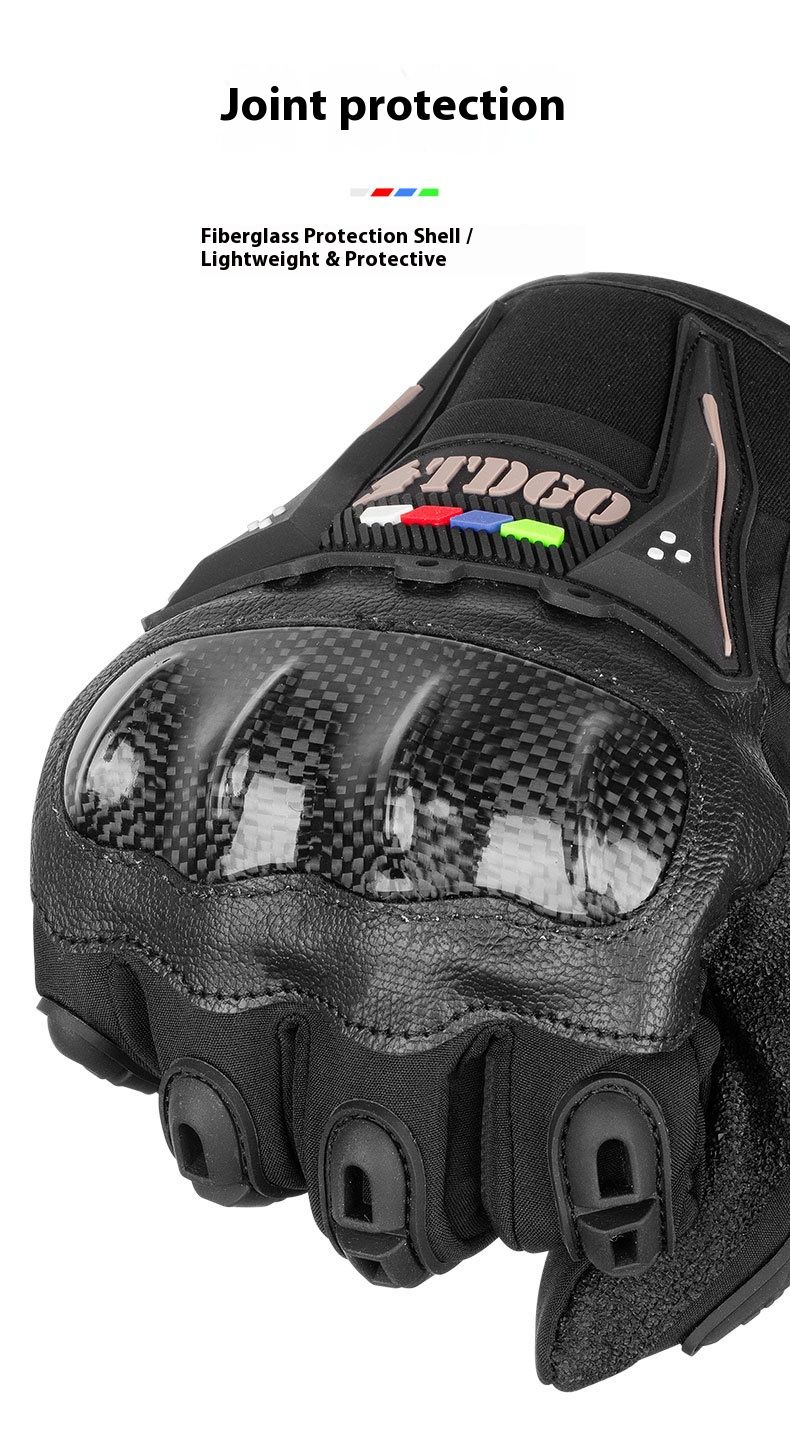 Motorcycle Gloves – All-Season Riding Gloves (Touchscreen, Anti-Slip, PE/Alloy/Carbon Shell, M/L/XL, Black/Red/Green)_autovado.com