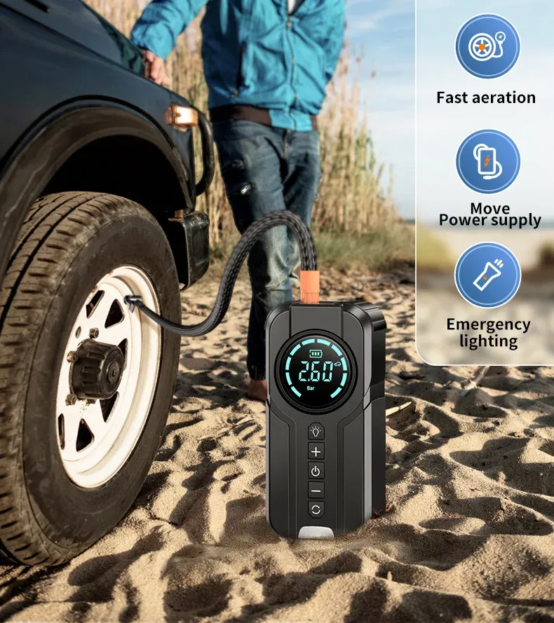 4-in-1 Jump Pump, Power Bank, Lighting, Portable Air Compressor, Cars, Battery, Starter, Start, Car Tire Inflator_autovado.com