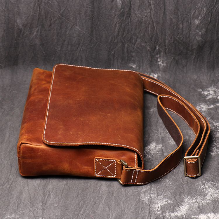Men's Shoulder Bag New Vintage Genuine Leather Men's Bag Handmade Women's Cowhide Crossbody Bag Crazy Horse Leather Simple and High end Feeling_autovado.com
