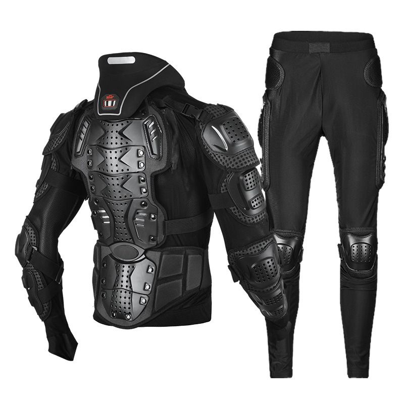 Motorcycle Armor Protection Set - CE Certified Full-Body Safety Gear With Knee/Elbow/Chest/Neck Guards For Men & Women (Black/Red, S-4XL)_autovado.com