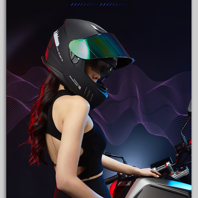 Motorcycle helmet Motorcycle helmet Men's and women's double lenses full helmet riding Full face helmet_autovado.com