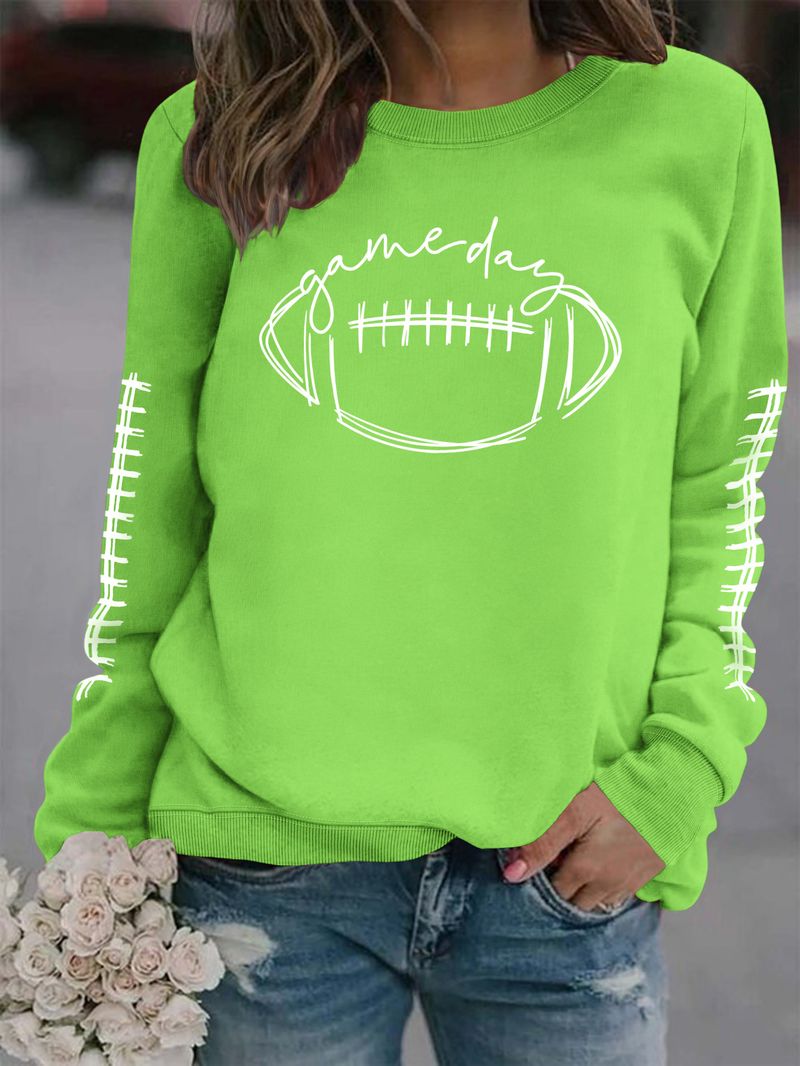 Women's Clothing new autumn game day print fashion sweater spot trend long sleeve_autovado.com