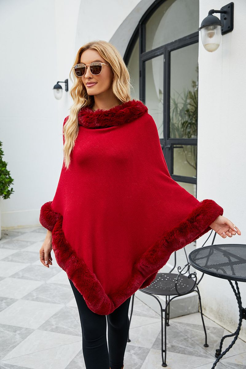 Women's Clothing 2023 autumn and winter new women's clothing shawl tassel cape fur collar pullover sweater women_autovado.com