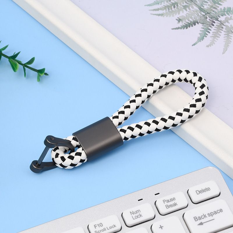 Simple Braided Rope Keychain Car Leather Decorative Keychain Fashion Creative Bag Portable Anti Lost Horseshoe Buckle_autovado.com